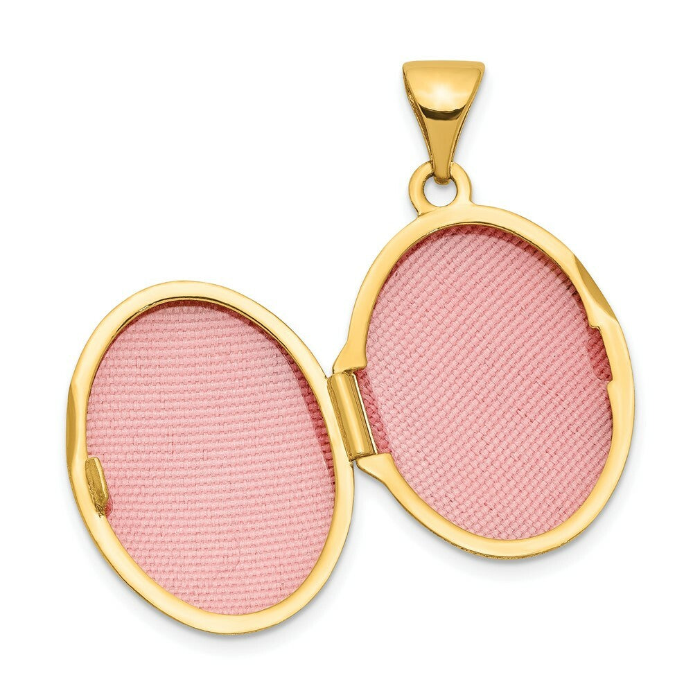 14K Yellow Gold Plain Polished Oval Locket 25x17mm