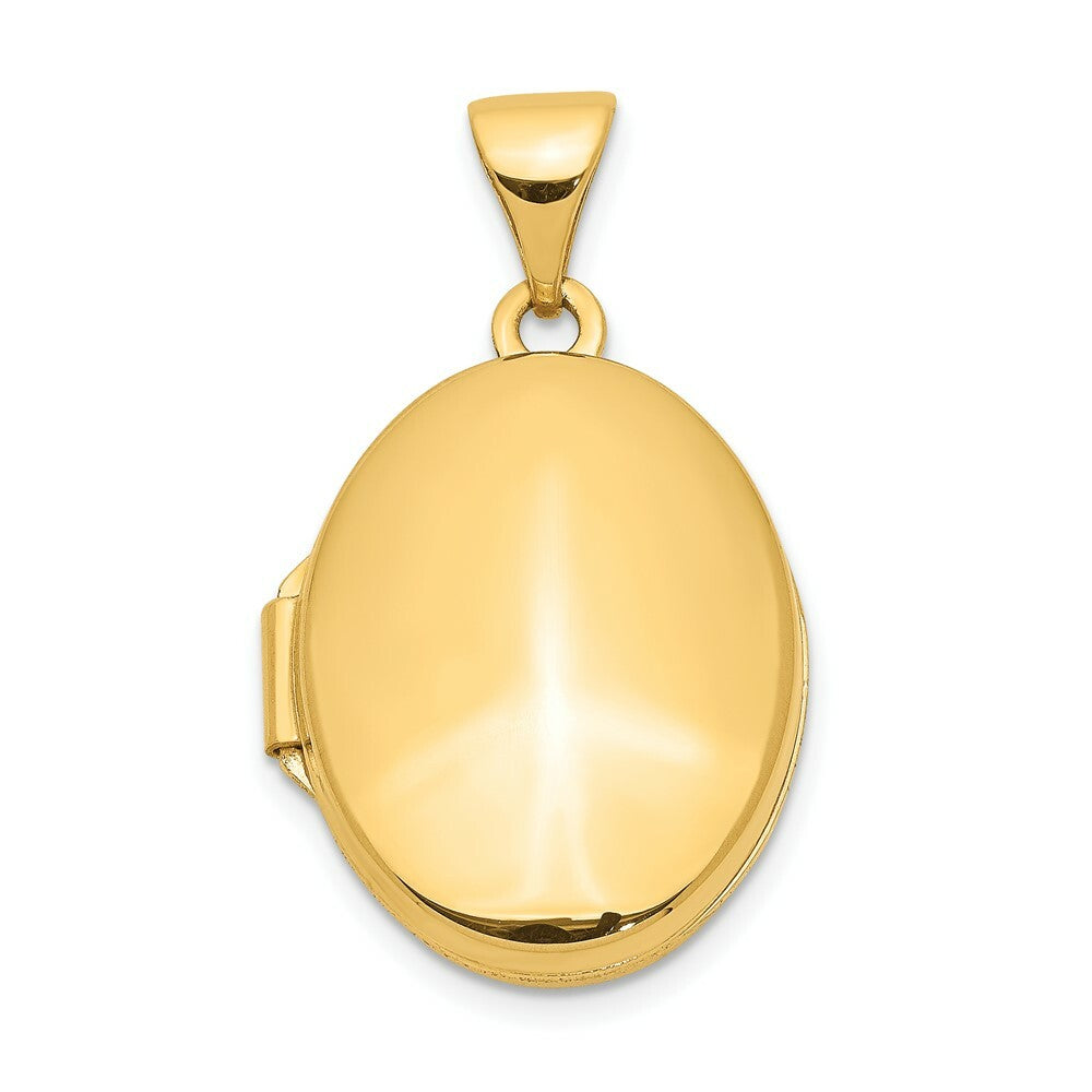 14K Yellow Gold Plain Polished Oval Locket 25x17mm