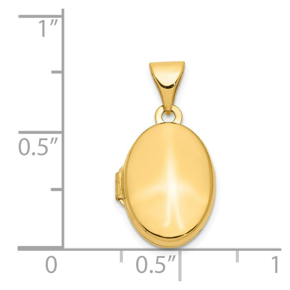 14K Yellow Gold Plain Polished Oval Locket 20x13mm