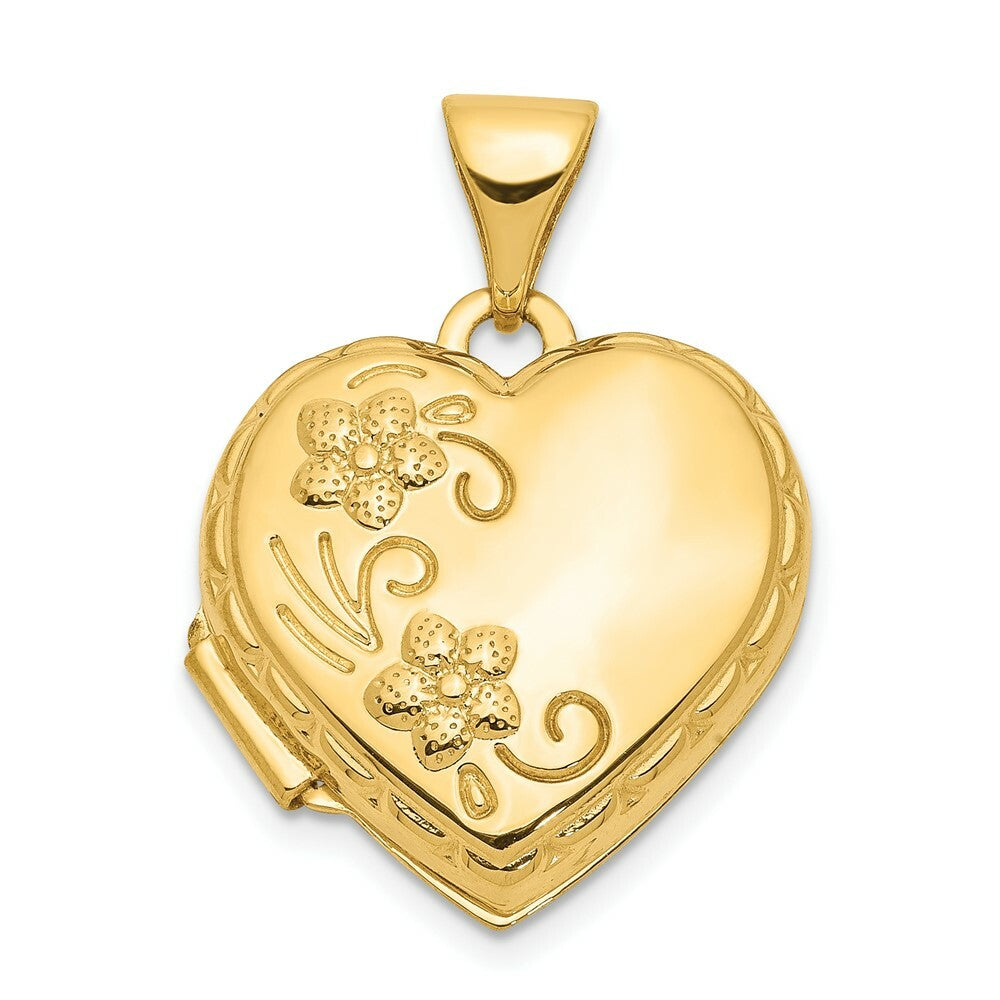 14K Yellow Gold Domed Heart Locket 21x16mm