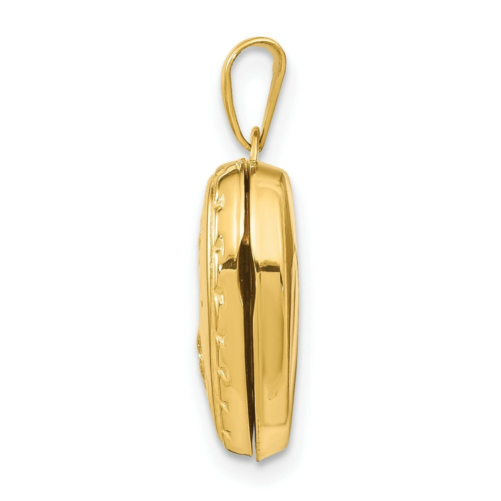 14K Yellow Gold Domed Heart Locket 21x16mm
