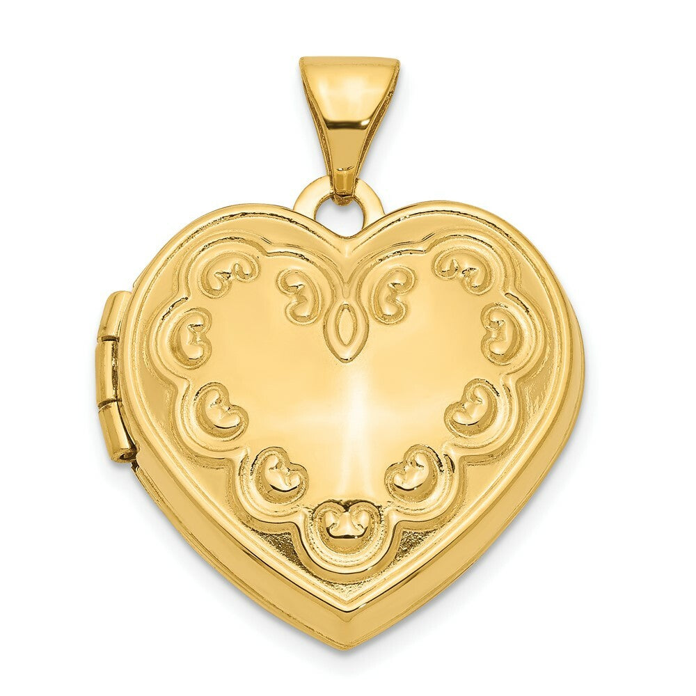 14K Yellow Gold Domed Heart Locket 23x18mm