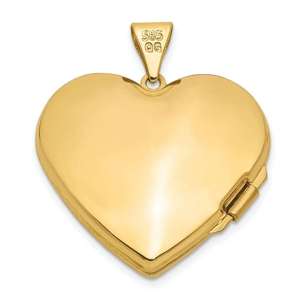 14K Yellow Gold Diamond Family Heart Locket 28x22mm