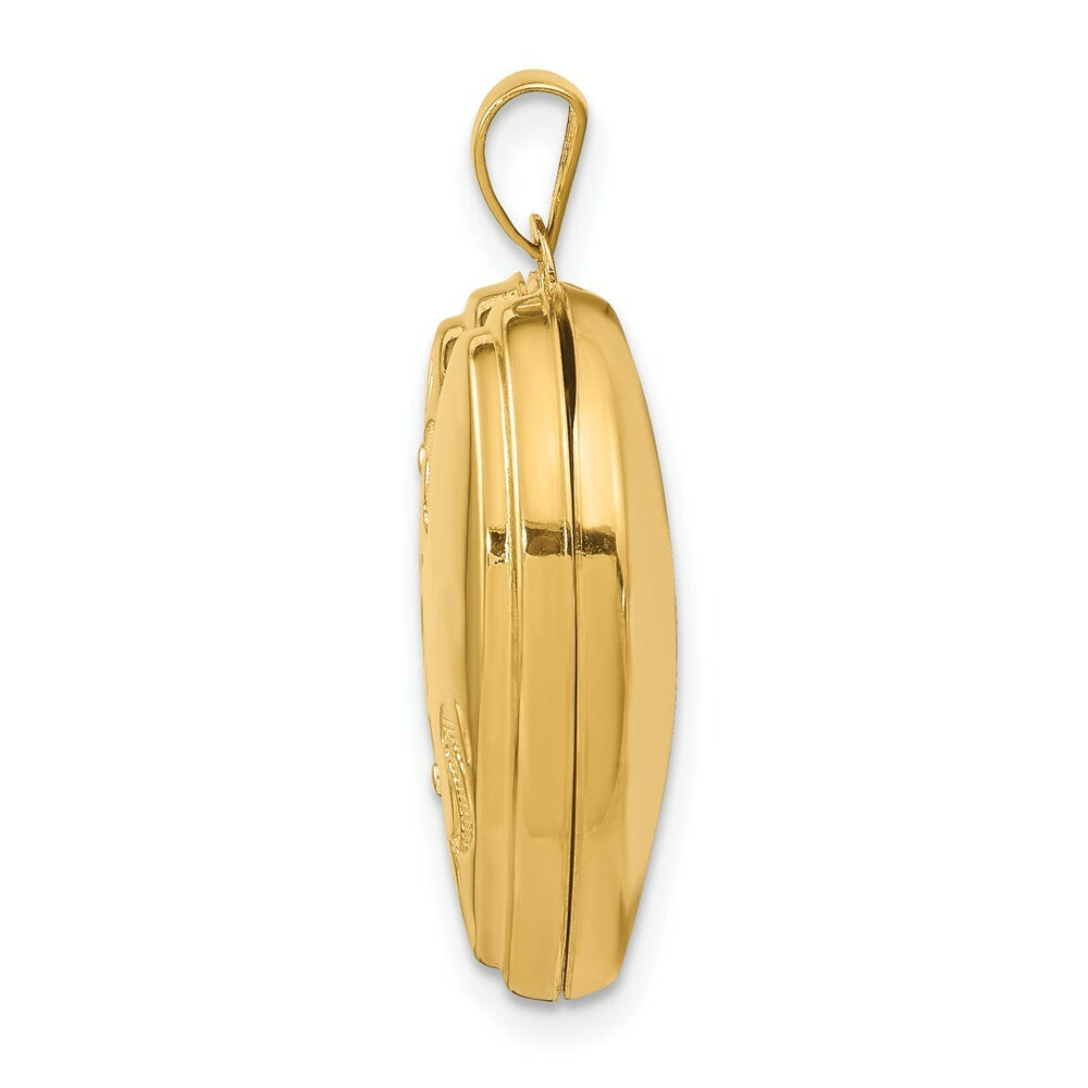 14K Yellow Gold & Rhodium Floral Heart Locket 26x22mm