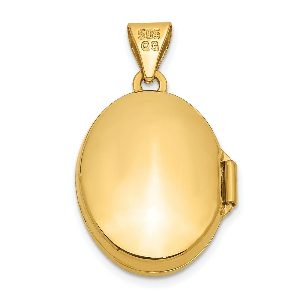 14K Yellow Gold Oval Diamond Locket 25x17mm