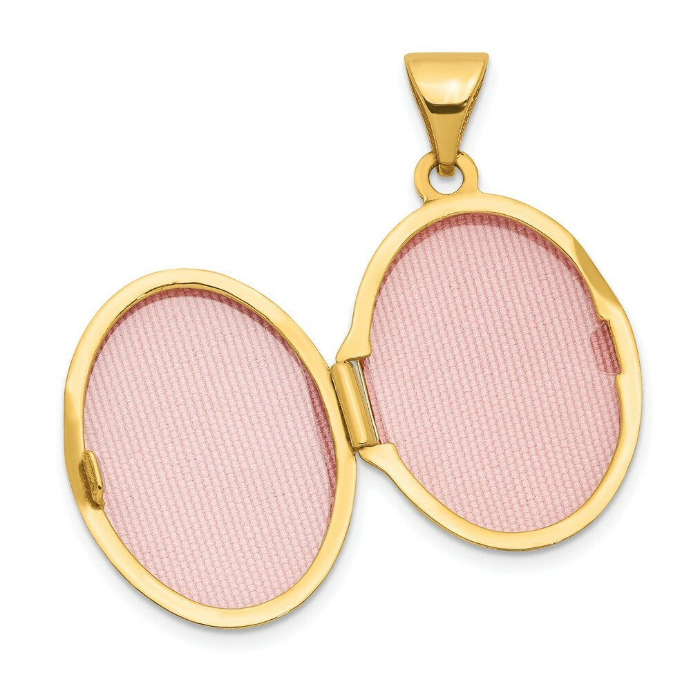 14K Yellow Gold Oval Diamond Locket 25x17mm