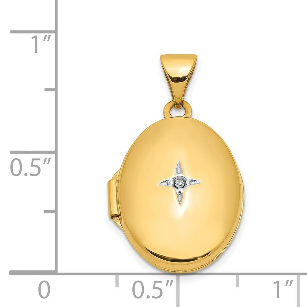 14K Yellow Gold Oval Diamond Locket 25x17mm