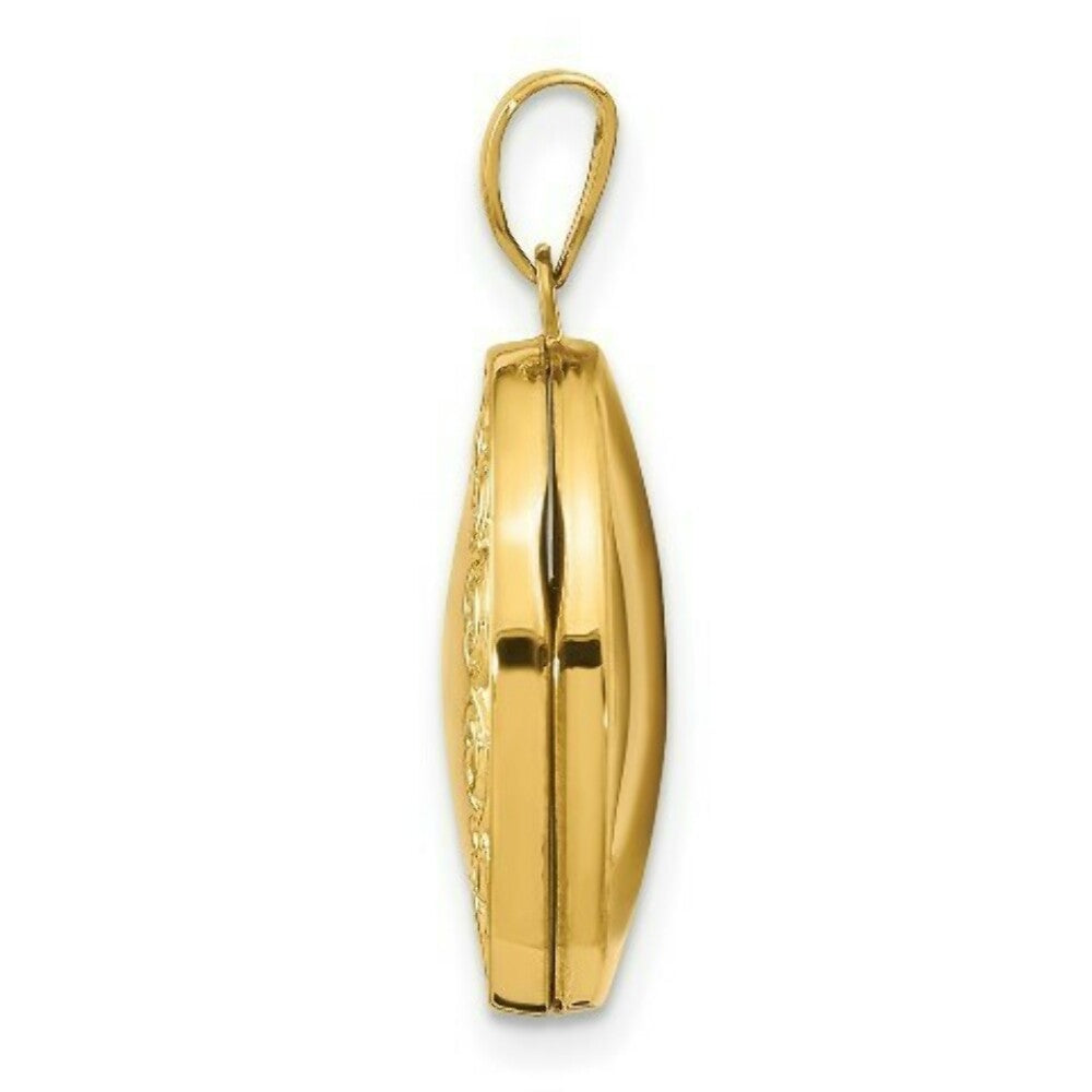 14K Yellow Gold Scroll Oval Locket 24x17mm