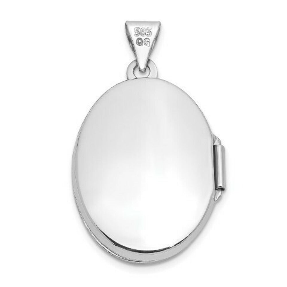 14K White Gold Domed Oval Locket 29x21mm