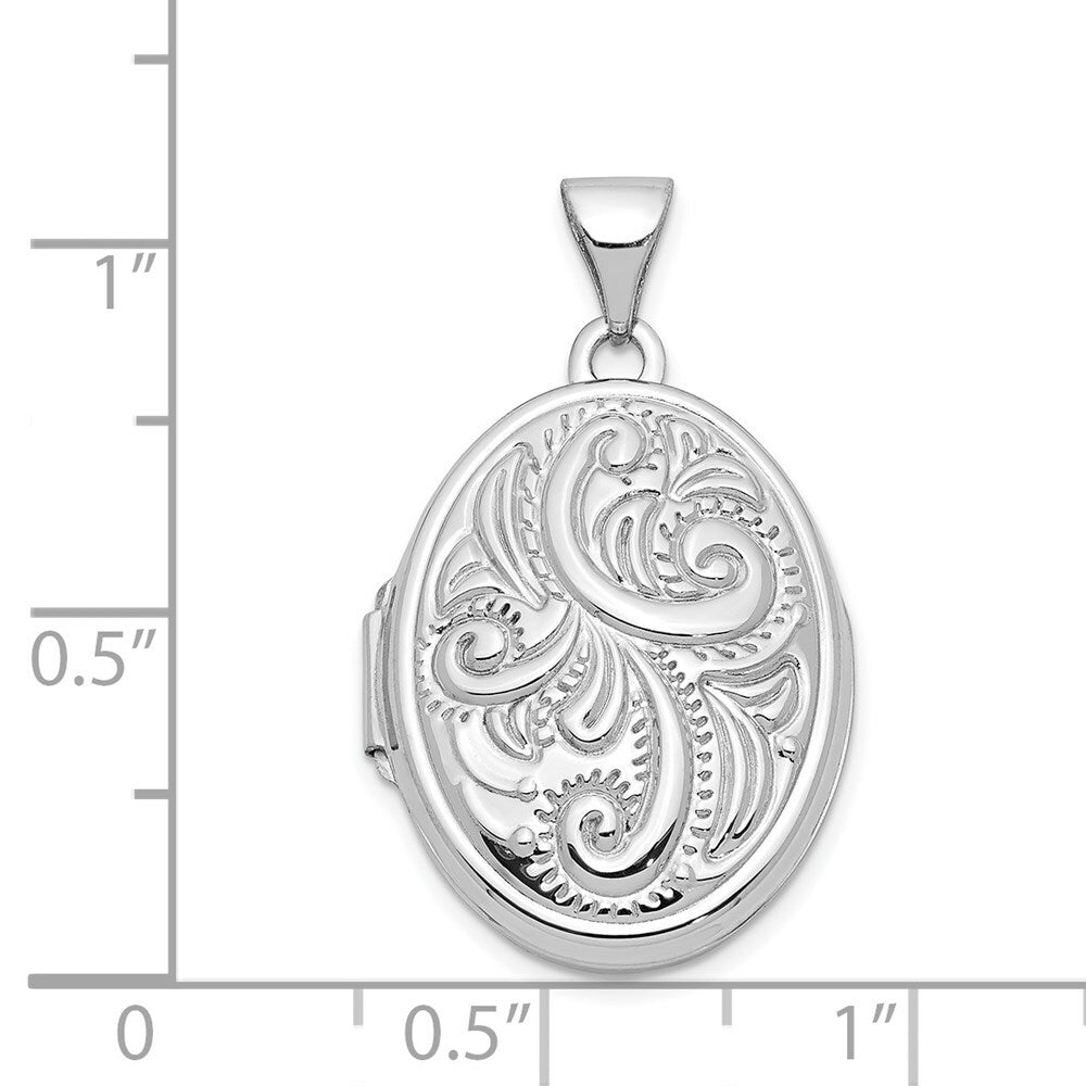 14K White Gold Domed Oval Locket 29x21mm