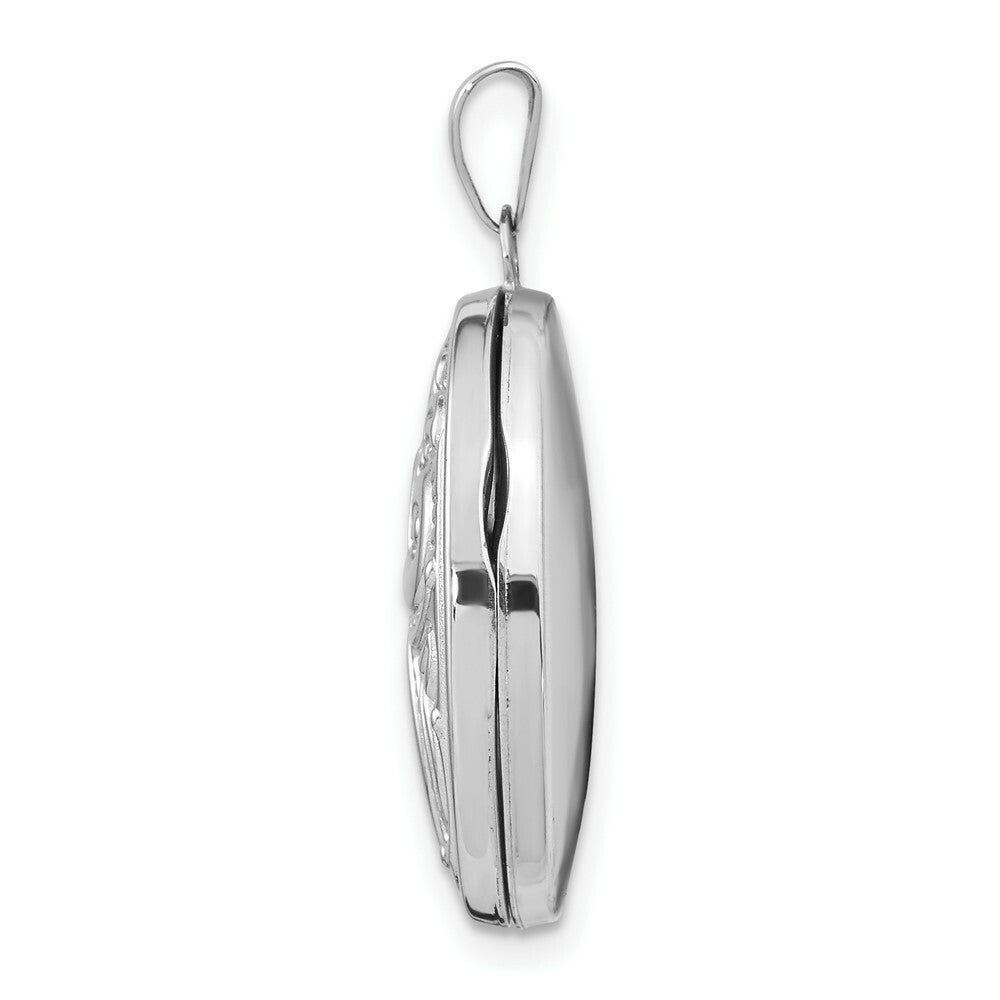 14K White Gold Domed Oval Locket 29x21mm