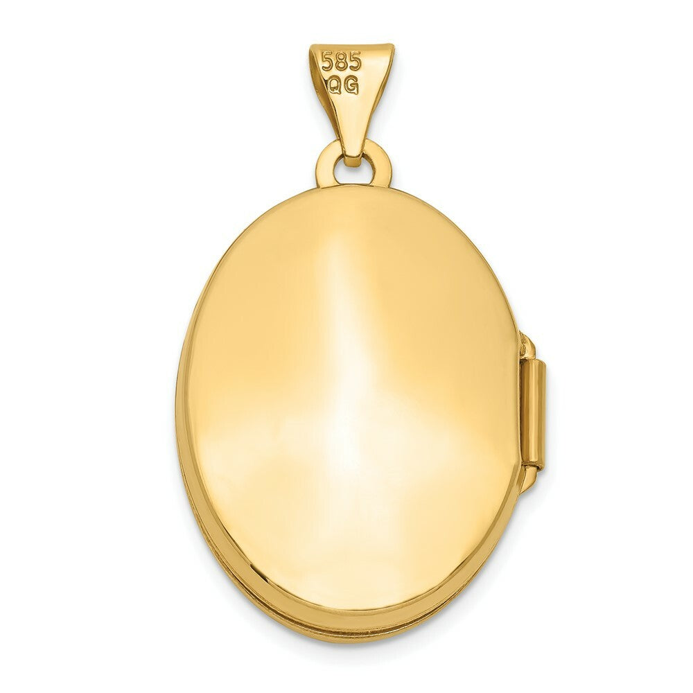 14K Yellow Gold Domed Oval Locket 29x21mm