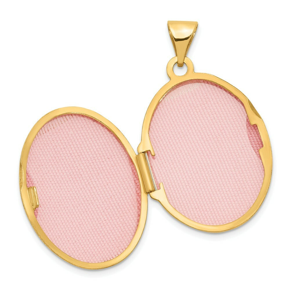 14K Yellow Gold Domed Oval Locket 29x21mm