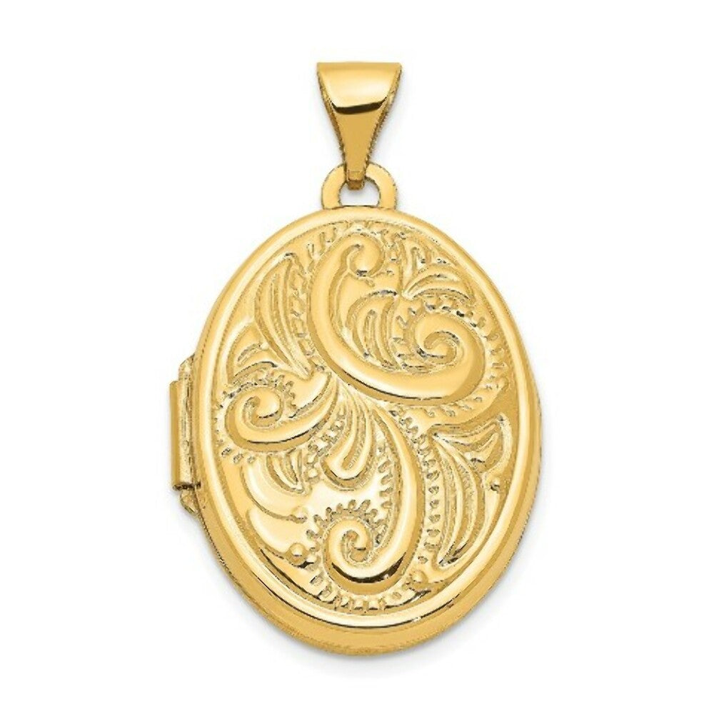 14K Yellow Gold Domed Oval Locket 29x21mm