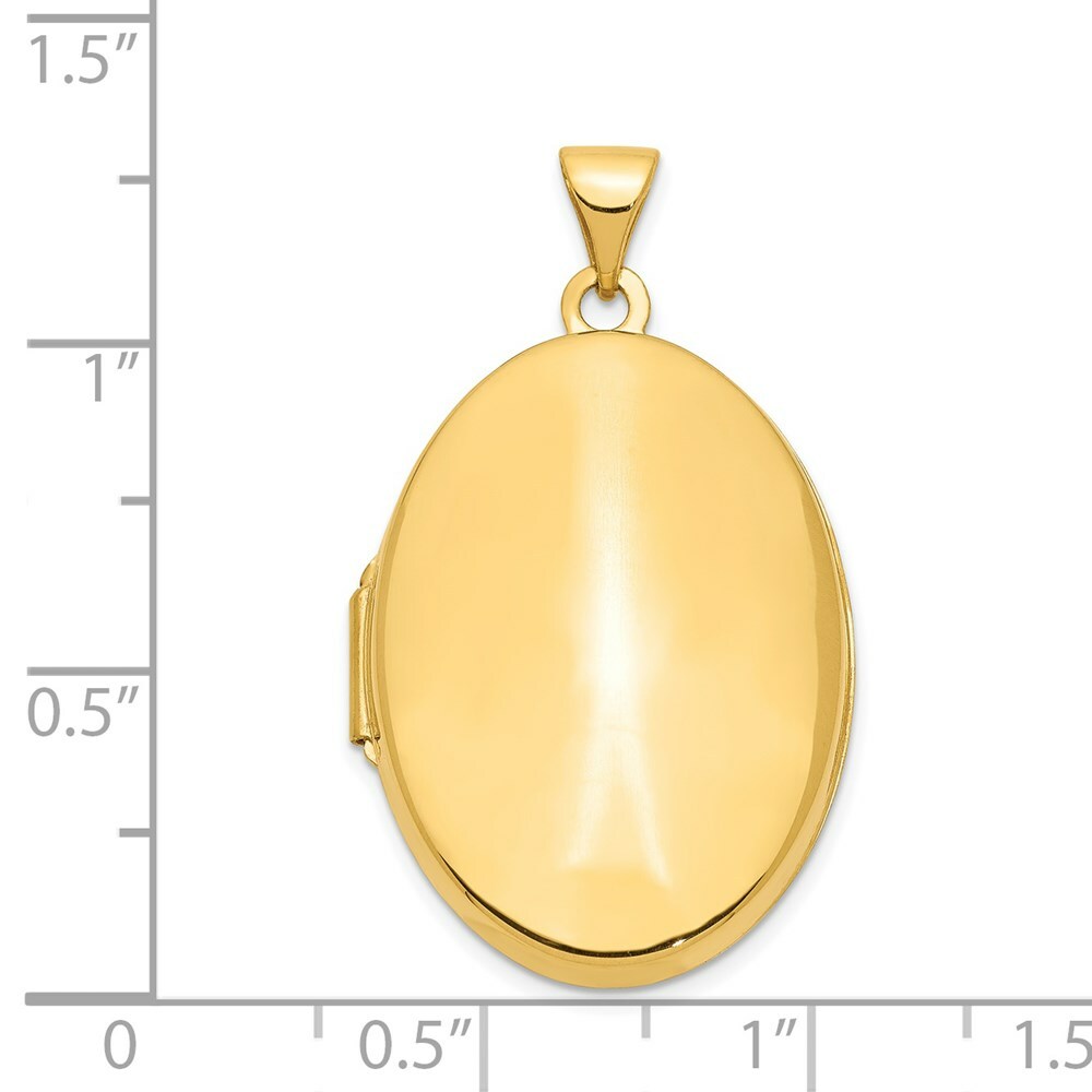 14K Yellow Gold Polished Domed Oval Locket 34x26mm
