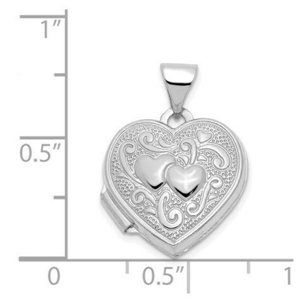 14K White Gold Heart Locket 21x15mm