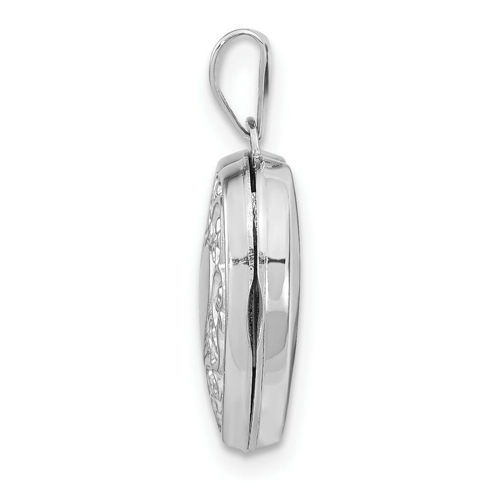 14K White Gold Heart Locket 21x15mm