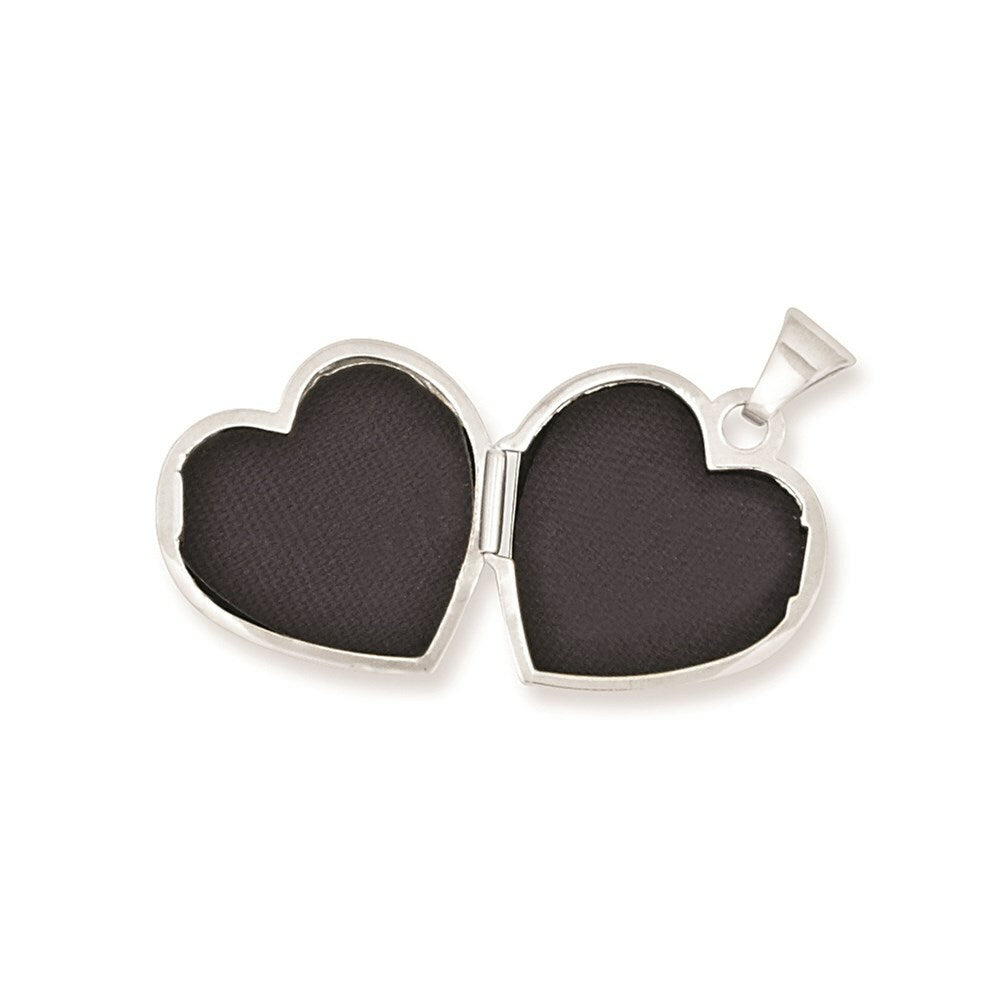 14K White Gold Heart Locket 21x15mm
