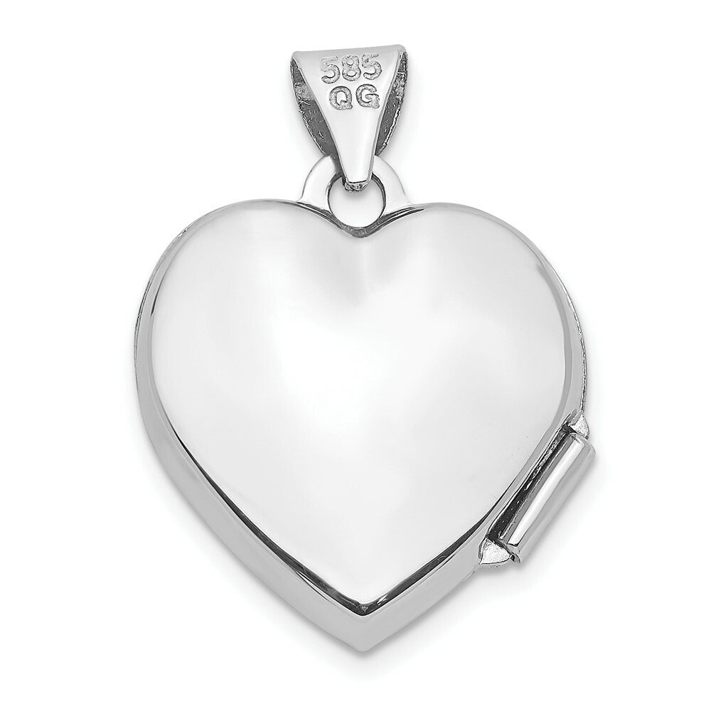 14K White Gold Heart Locket 21x15mm