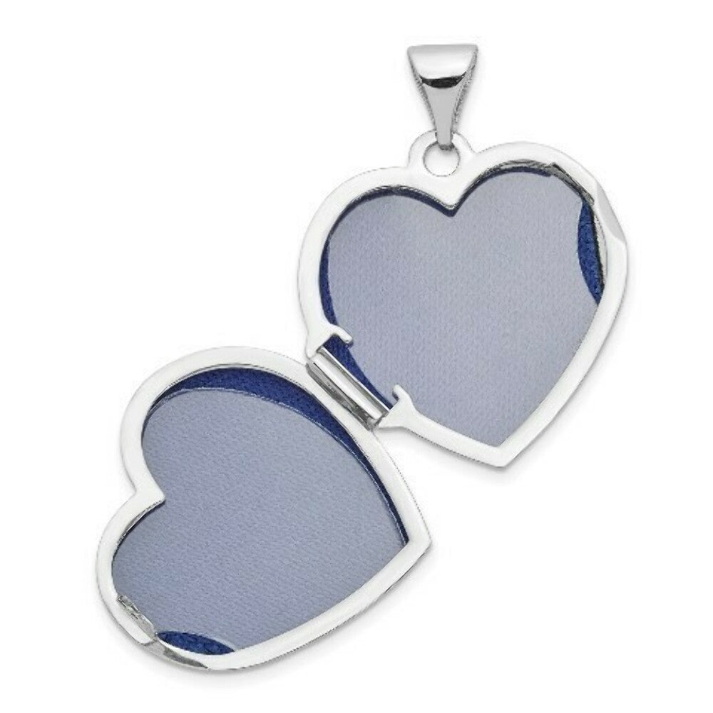 14K White Gold Domed Heart Locket 24x19mm