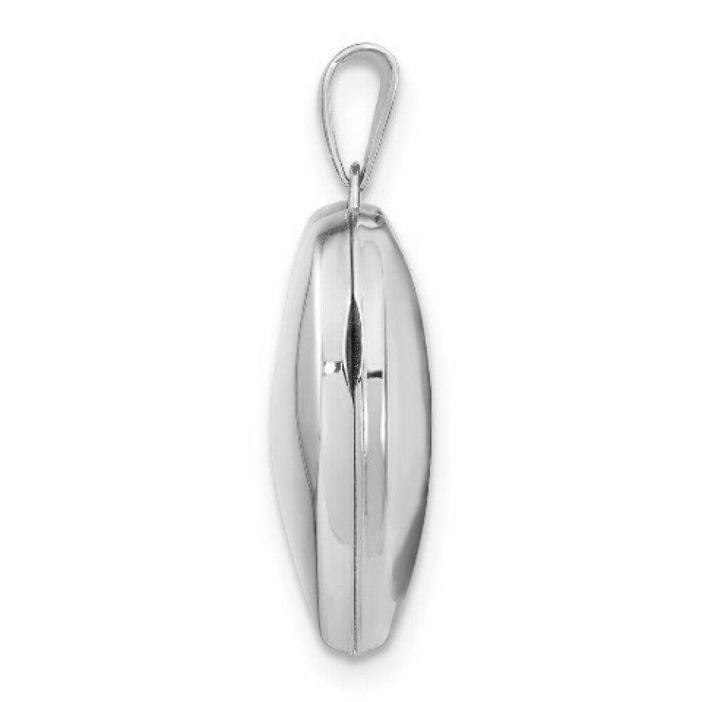 14K White Gold Domed Heart Locket 24x19mm