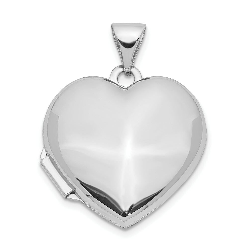 14K White Gold Domed Heart Locket 24x19mm