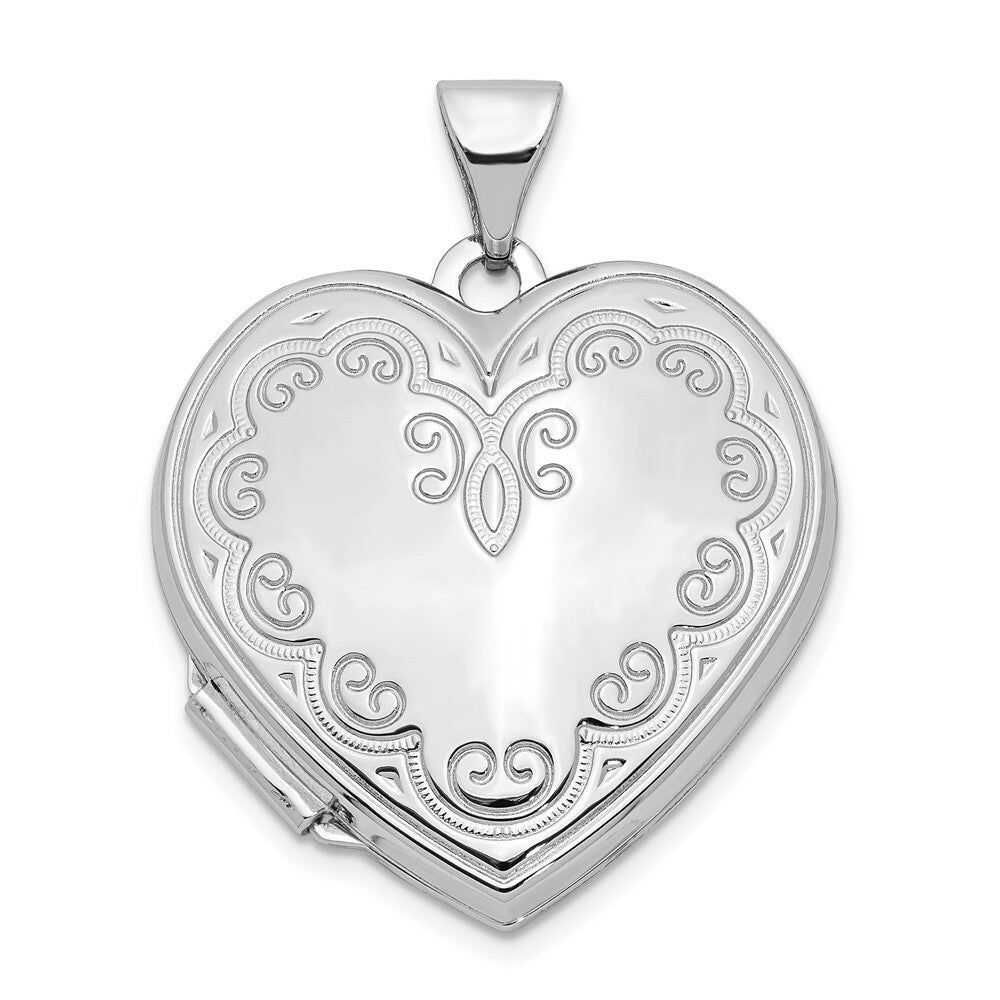 14K White Gold Heart Locket 27x22mm
