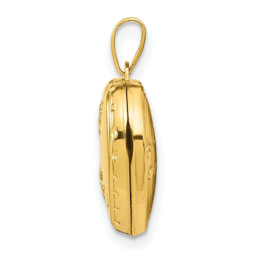 14K Yellow Gold Reversible Heart Locket 21x16mm