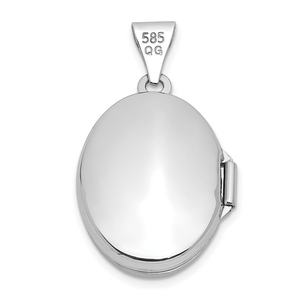 14K White Gold Polished Locket 25x17mm