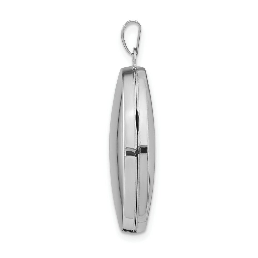 14K White Gold Polished Domed Locket 34x26mm