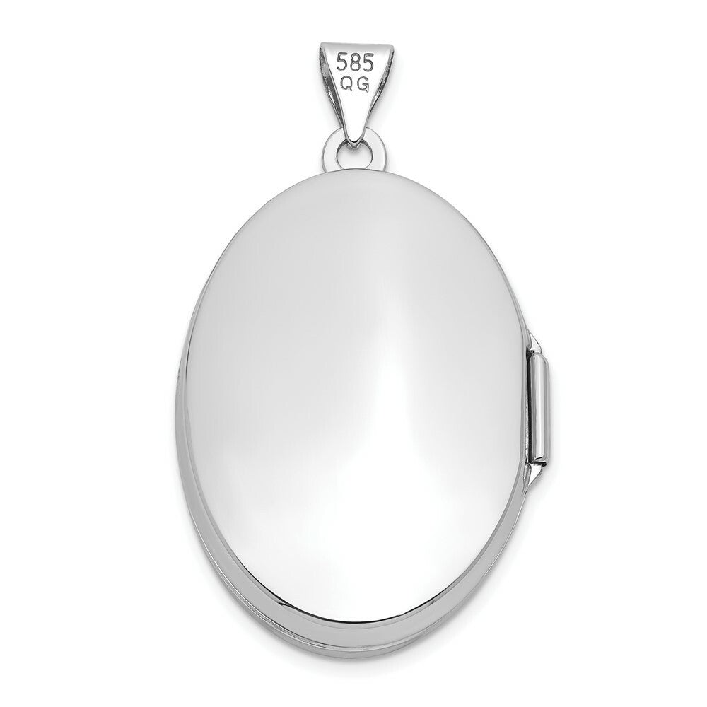 14K White Gold Polished Domed Locket 34x26mm