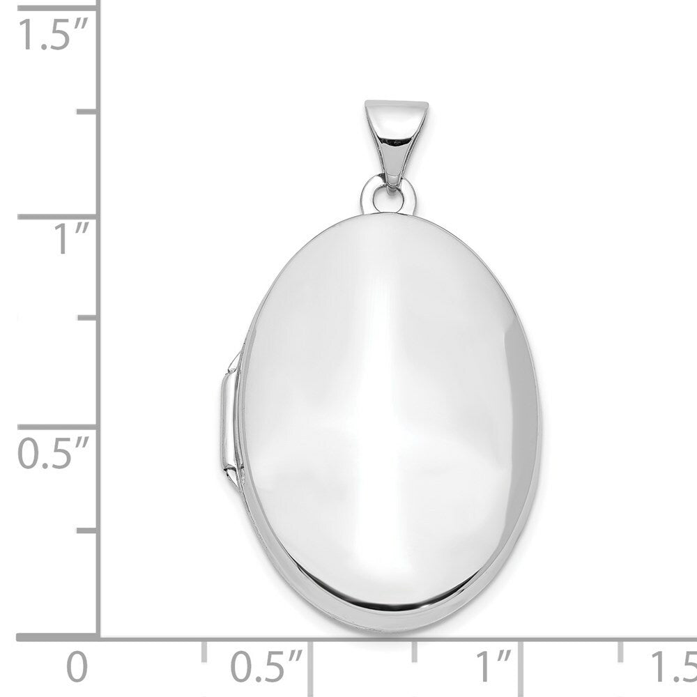 14K White Gold Polished Domed Locket 34x26mm