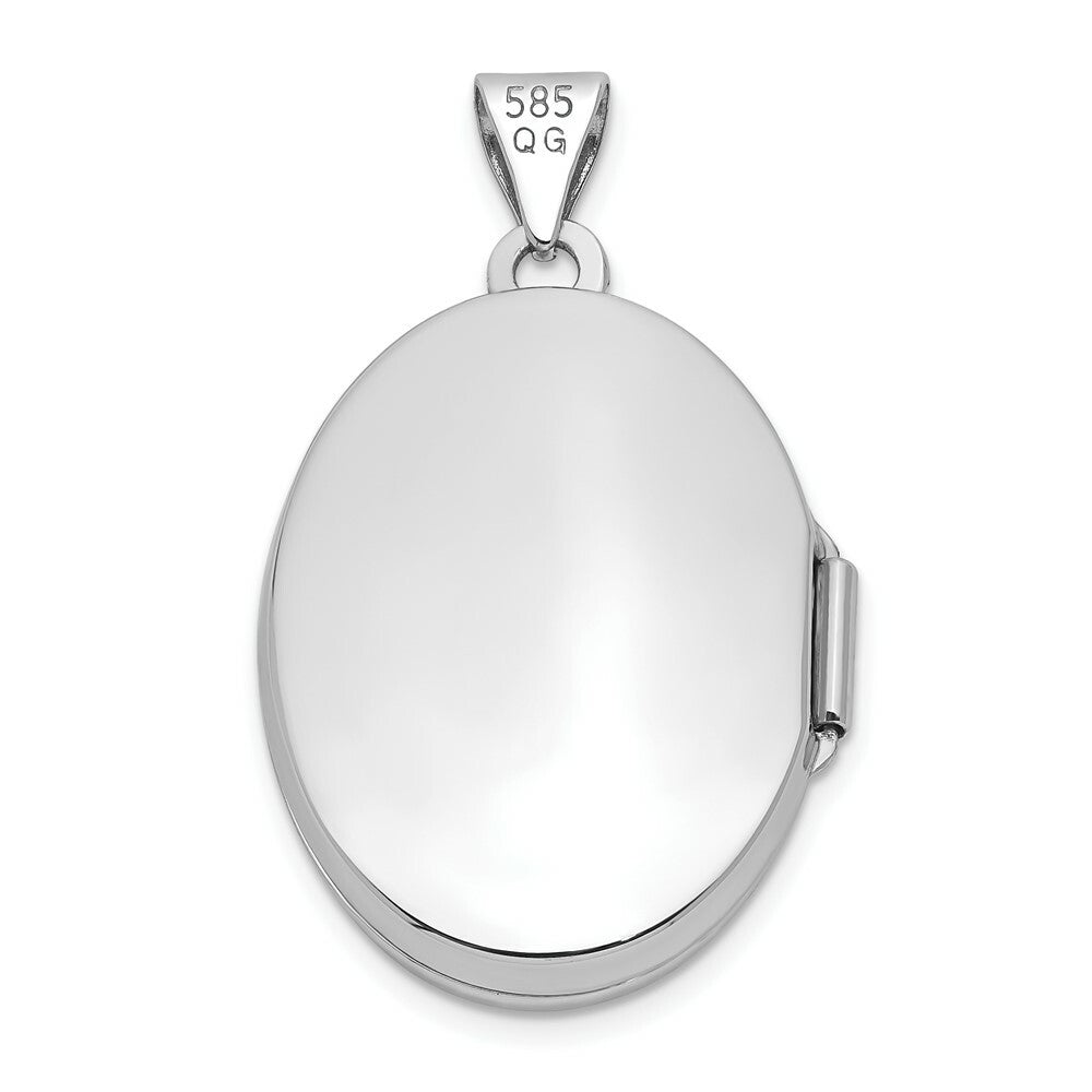 14K White Gold Oval Locket 30x21mm