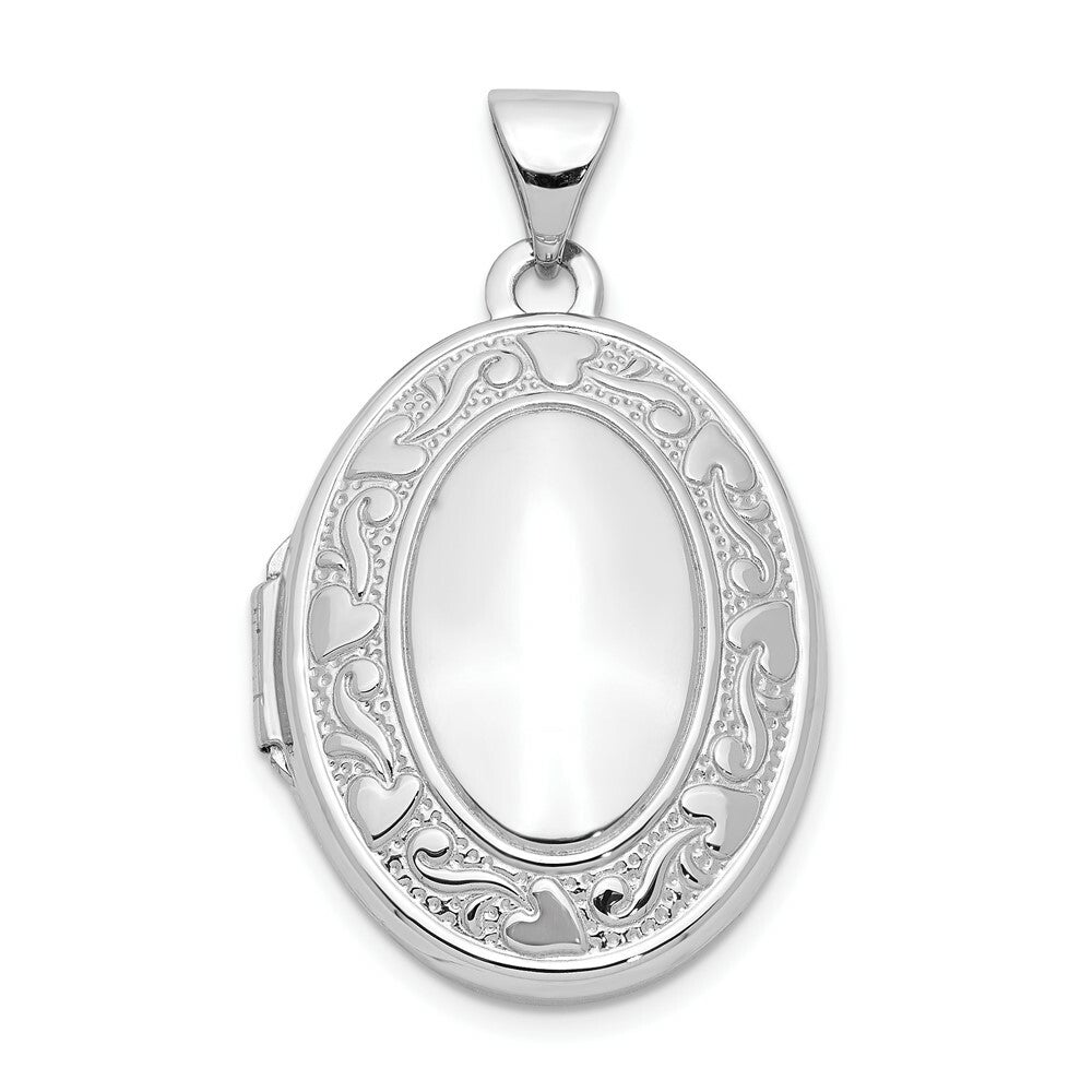 14K White Gold Oval Locket 30x21mm