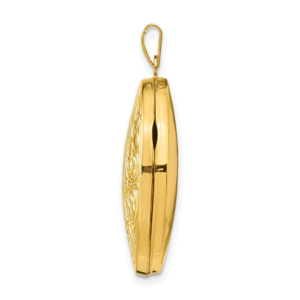 14K Yellow Gold Scroll Oval Locket 34x26mm