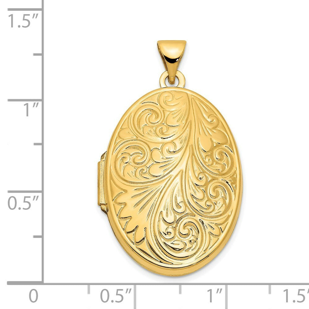 14K Yellow Gold Scroll Oval Locket 34x26mm