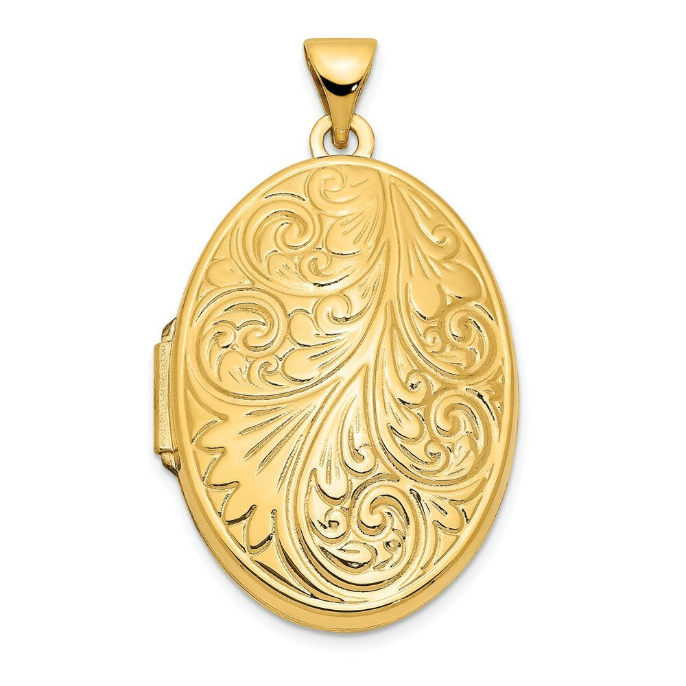 14K Yellow Gold Scroll Oval Locket 34x26mm