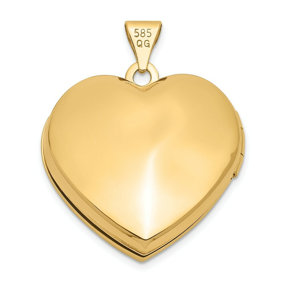 14K Yellow Gold Plain Heart Family Locket 26x21mm