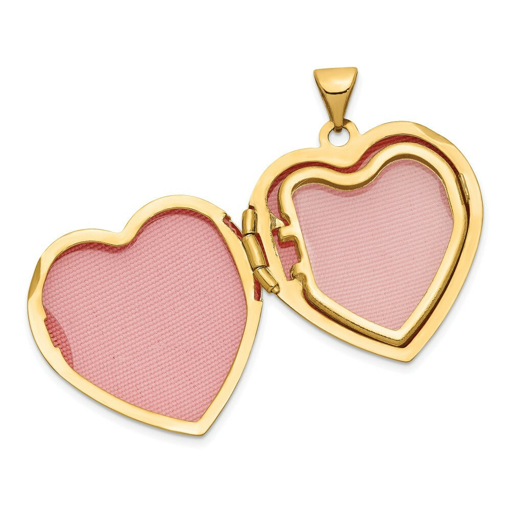 14K Yellow Gold Plain Heart Family Locket 26x21mm