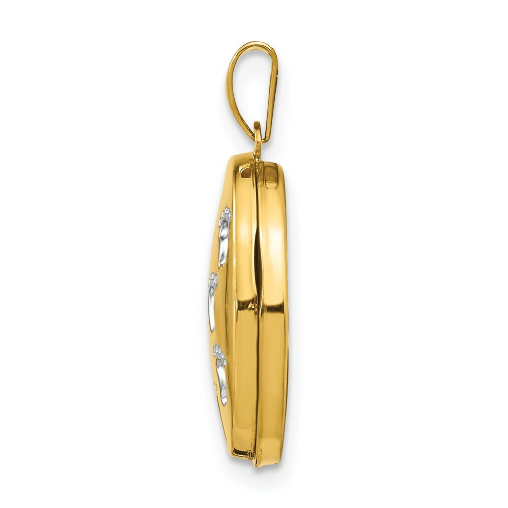 14K Yellow Gold Footprints Locket 25x17mm
