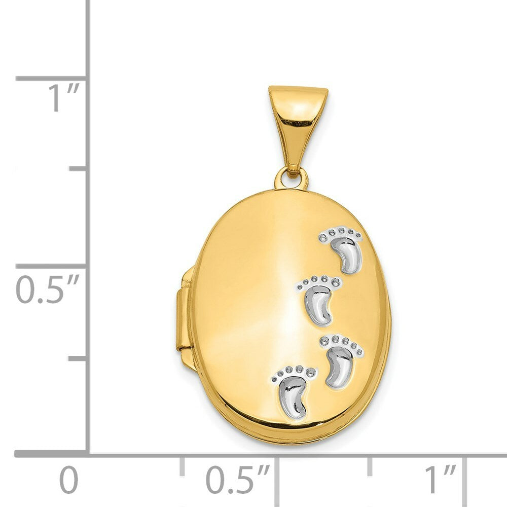 14K Yellow Gold Footprints Locket 25x17mm
