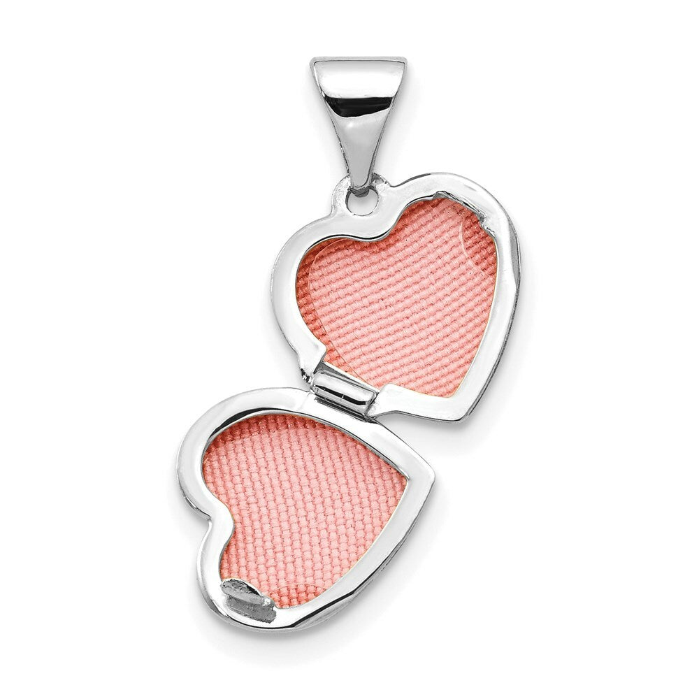 14K White Gold Polished Heart-Shaped Locket 15x10mm