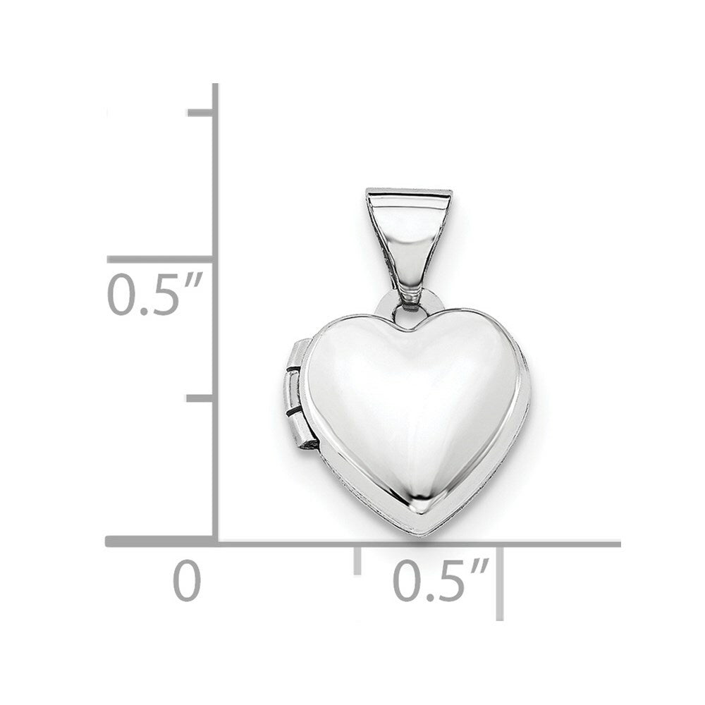 14K White Gold Polished Heart-Shaped Locket 15x10mm
