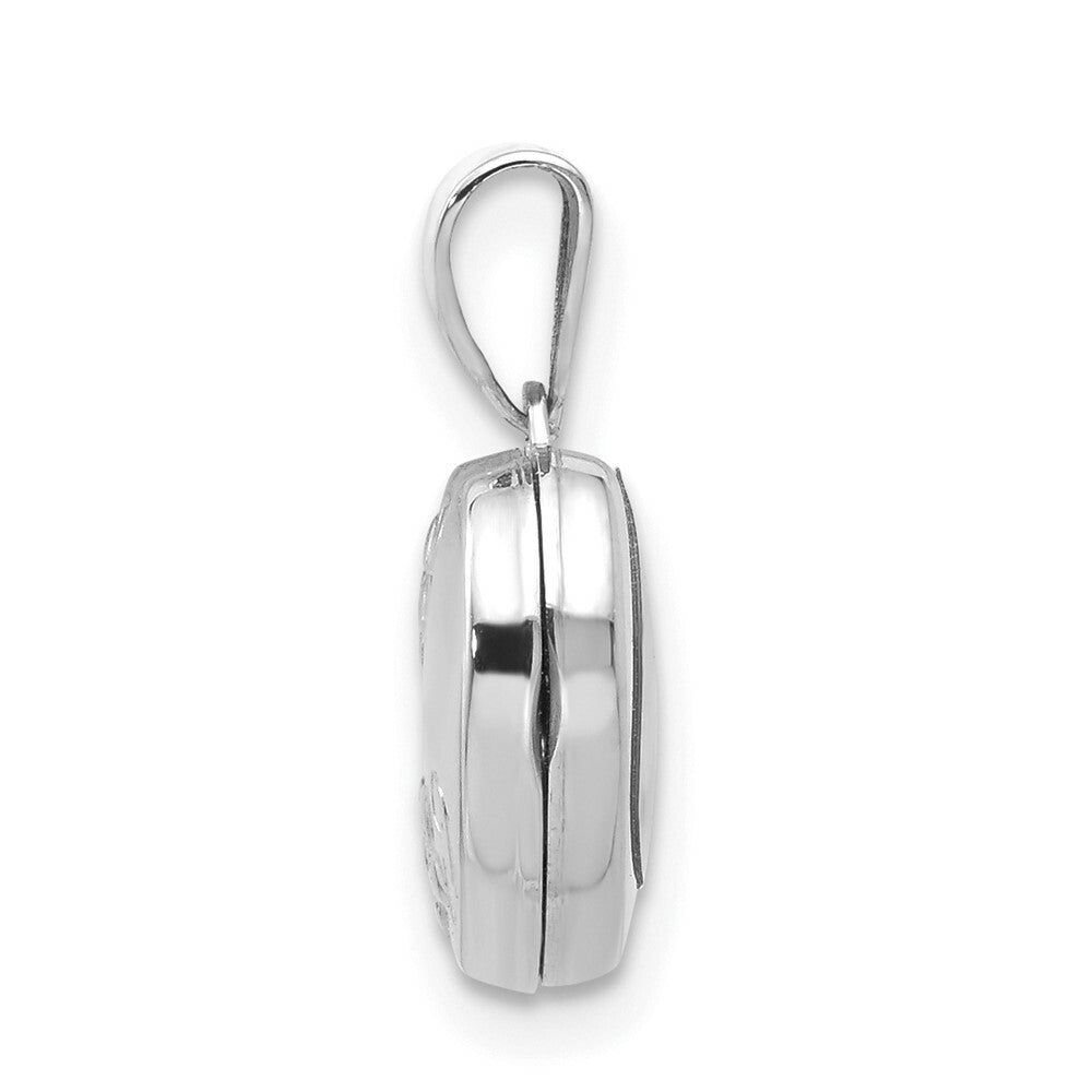14K White Gold Polished Heart-Shaped Floral Locket 15x10mm