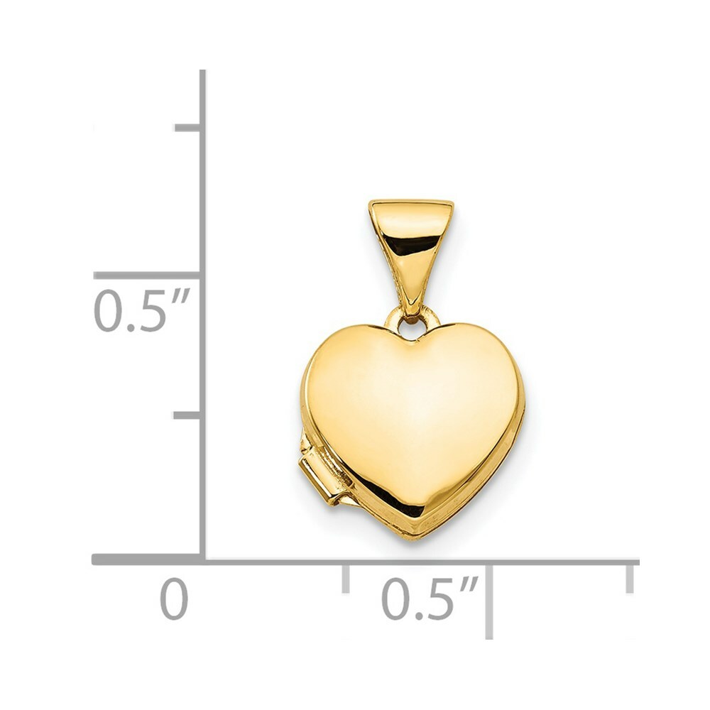 14K Yellow Gold Plain Heart Locket 15x10mm