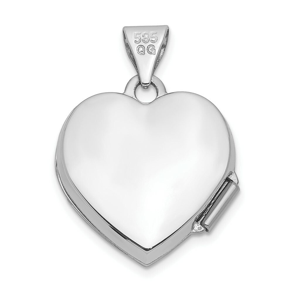 14K White Gold Polished Heart-Shaped Locket 21x15mm