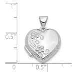 Load image into Gallery viewer, 14K White Gold Polished Heart-Shaped Reversible Floral Locket 21x16mm
