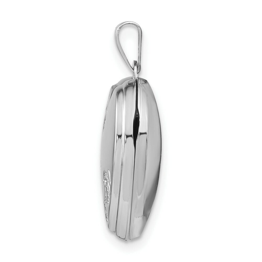 14K White Gold Polished Heart-Shaped Floral Locket 24x19mm