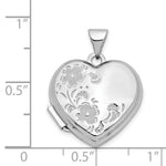 Load image into Gallery viewer, 14K White Gold Polished Heart-Shaped Floral Locket 24x19mm
