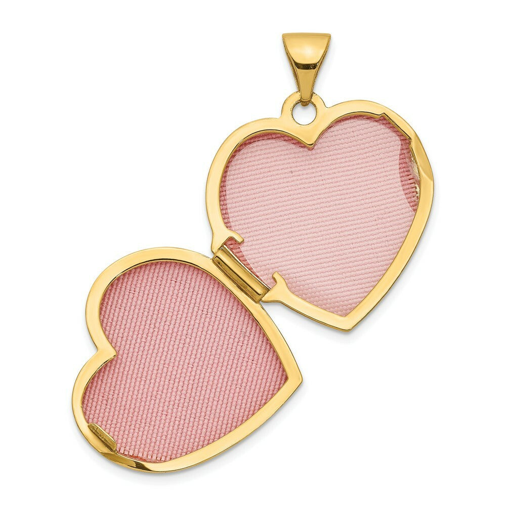 14K Yellow Gold Scrolled Love you always Heart Locket 24x19mm